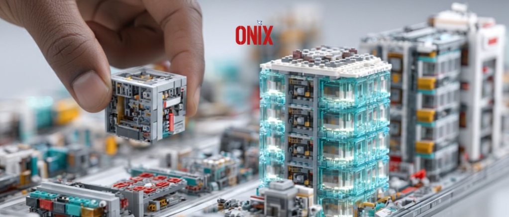 Hand rearranging modular blocks to represent composable infrastructure. Hand rearranging modular blocks to represent composable infrastructure.