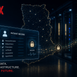Secure Ghana health data visualisation connected to ONIX data centre infrastructure.
